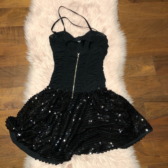 Bebe Black Sequin Fit & Flare Dress – Size M | Corset Top & Party Perfect - Picture 4 of 8